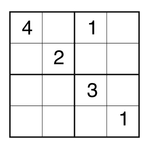 Sudoku Puzzles. How to do a 4x4 Sudoku Grid (easiest) Every column, row and  mini-grid must contains the numbers 1, 2, 3 and 4. Can you work. - ppt  download