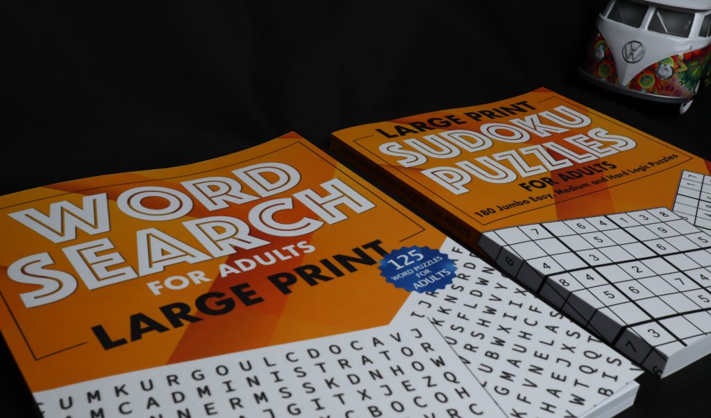 Large Print Sudoku and Word Search Book Covers