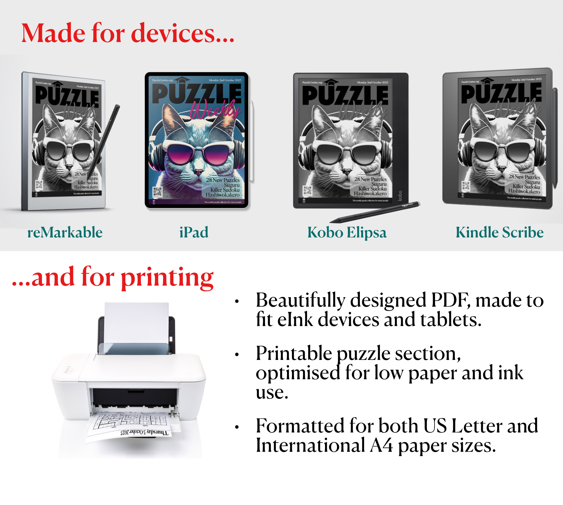 Designed for devices, and for printing