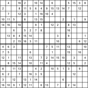 16x16 Sudoku Example Puzzle