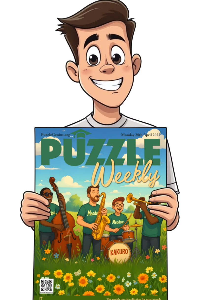 Pete holding an issue of Puzzle Weekly