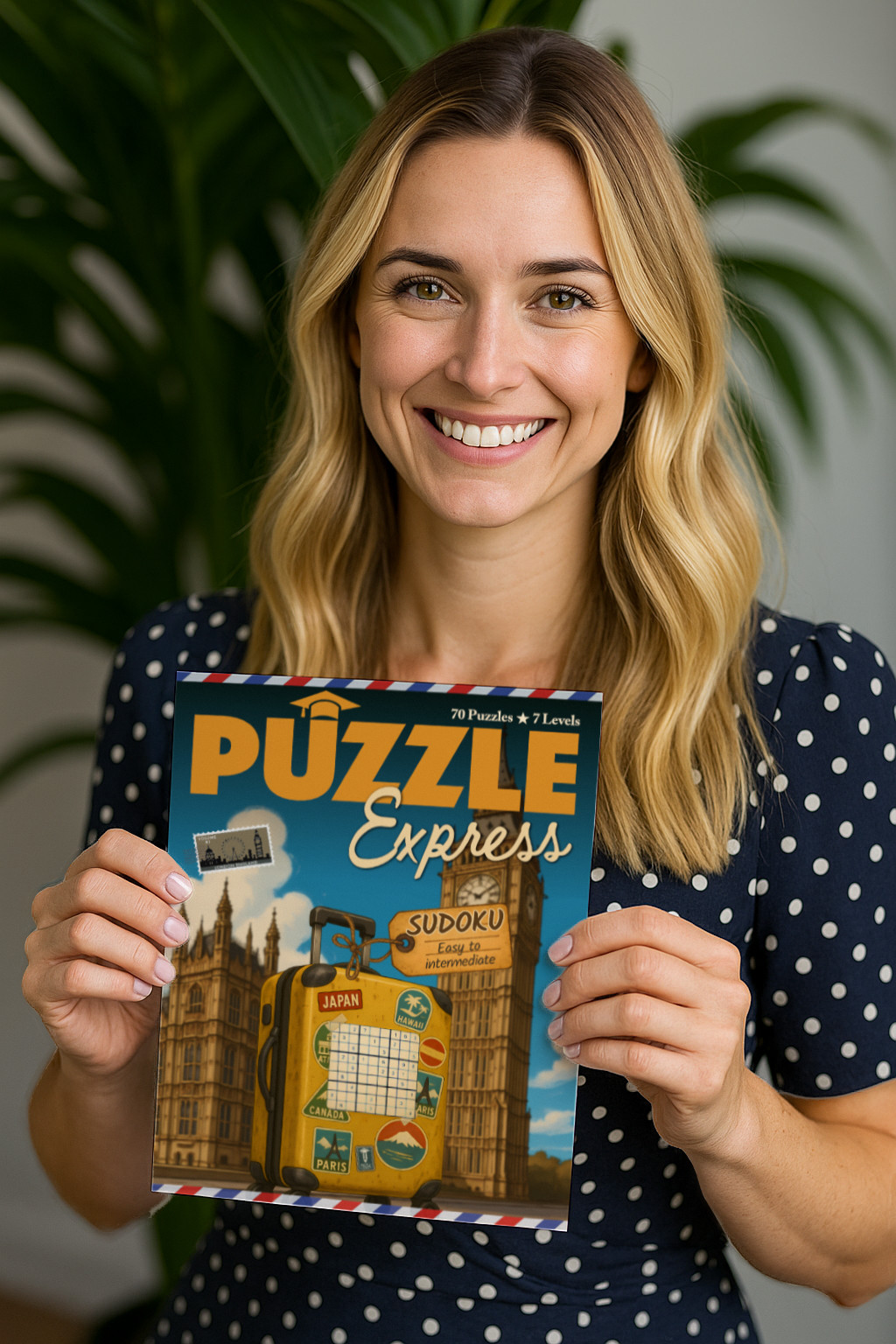 Ashley holding Puzzle Express